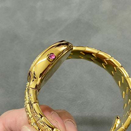 SERPENTI TUBOGAS QUARTZ YELLOW GOLD WHITE DIAL
