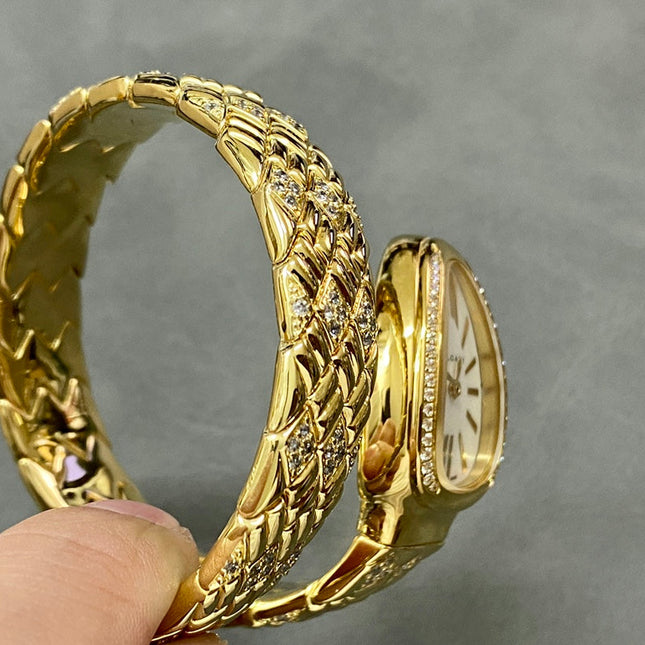 SERPENTI TUBOGAS QUARTZ YELLOW GOLD WHITE DIAL