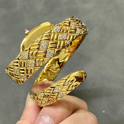 SERPENTI TUBOGAS QUARTZ YELLOW GOLD WHITE DIAL