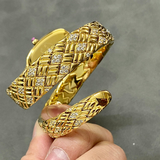 SERPENTI TUBOGAS QUARTZ YELLOW GOLD WHITE DIAL