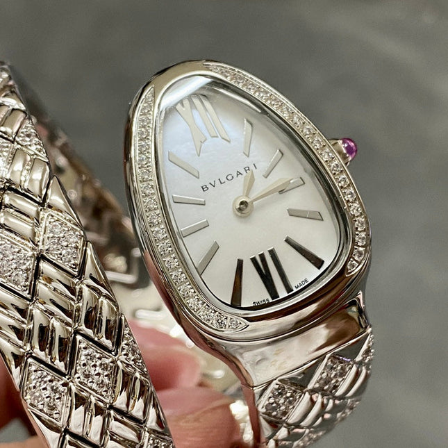 SERPENTI TUBOGAS QUARTZ WHITE GOLD WHITE DIAL