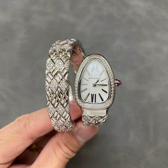 SERPENTI TUBOGAS QUARTZ WHITE GOLD WHITE DIAL
