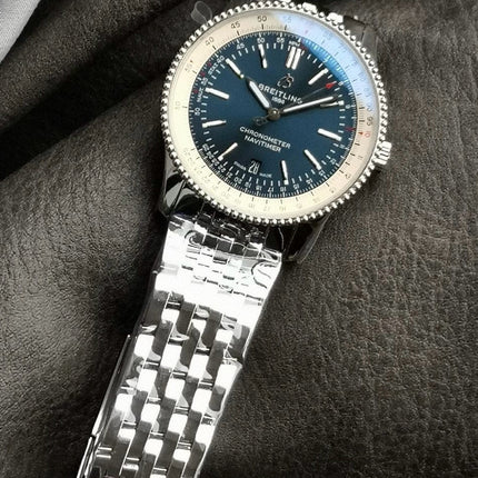 NAVITIMER AUTOMATIC 41 STEEL BEZEL MIDNIGHT BLUE AND WHITE DIAL