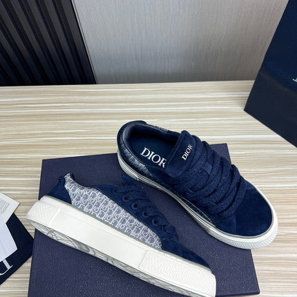 CD B33 SNEAKER NAVY SUEDE AND MONOGRAM FABRIC