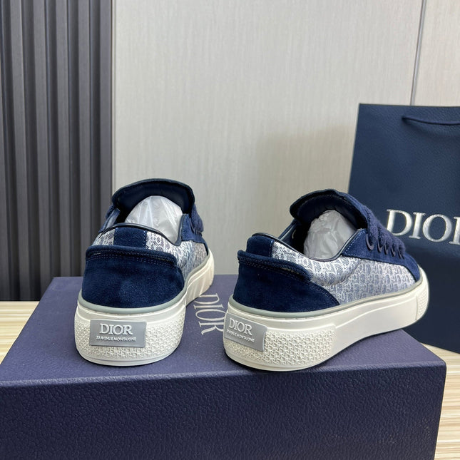 CD B33 SNEAKER NAVY SUEDE AND MONOGRAM FABRIC