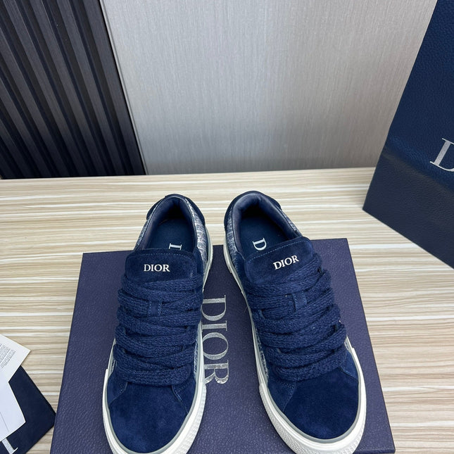 CD B33 SNEAKER NAVY SUEDE AND MONOGRAM FABRIC