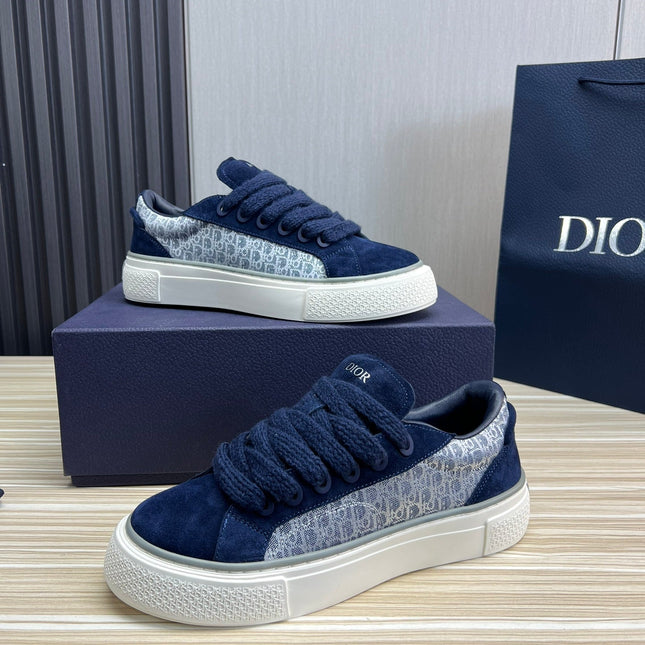 CD B33 SNEAKER NAVY SUEDE AND MONOGRAM FABRIC