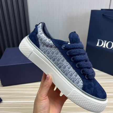 CD B33 SNEAKER NAVY SUEDE AND MONOGRAM FABRIC