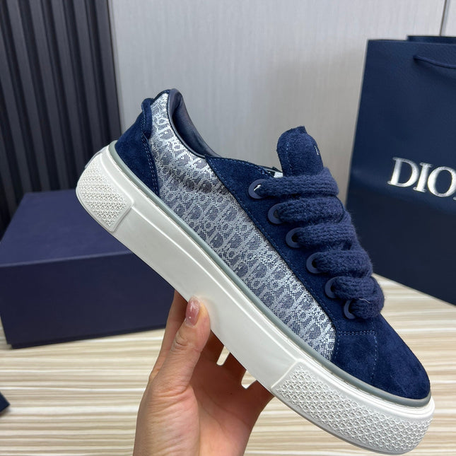 CD B33 SNEAKER NAVY SUEDE AND MONOGRAM FABRIC