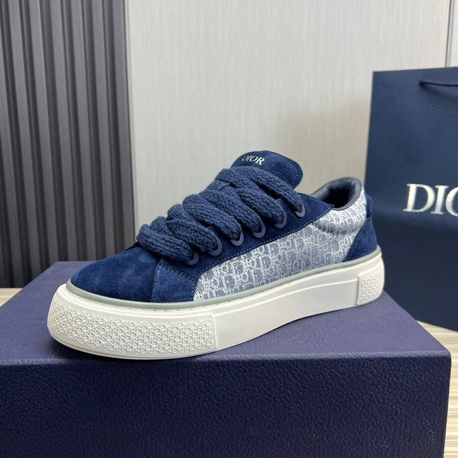 CD B33 SNEAKER NAVY SUEDE AND MONOGRAM FABRIC