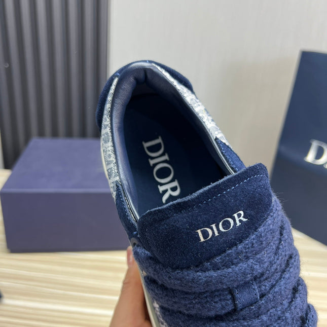 CD B33 SNEAKER NAVY SUEDE AND MONOGRAM FABRIC