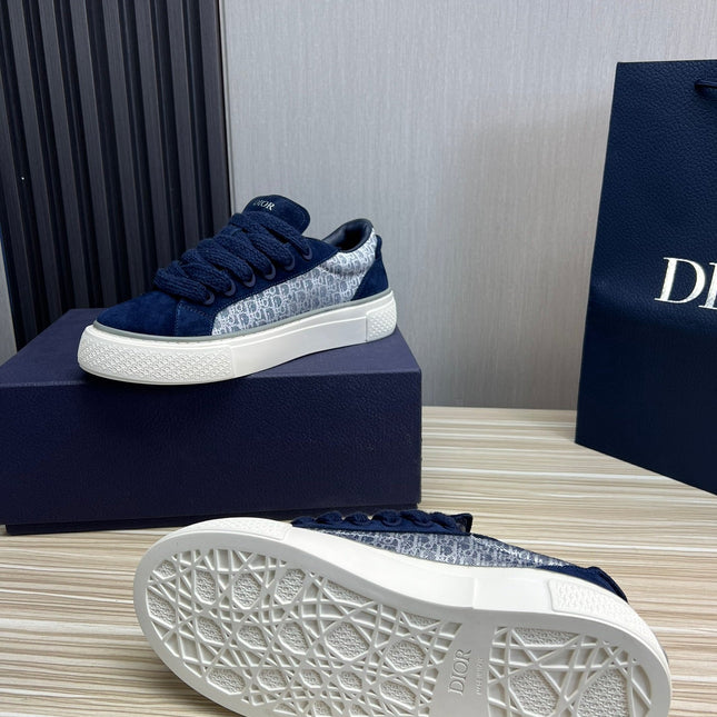 CD B33 SNEAKER NAVY SUEDE AND MONOGRAM FABRIC