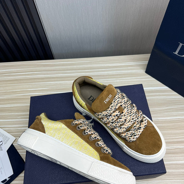 CD B33 SNEAKER BROWN AND PASTEL YELLOW SUEDE