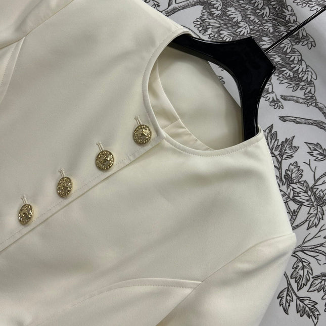 LV 25S ROUND NECK DRESS WITH METAL BUTTONS 262924