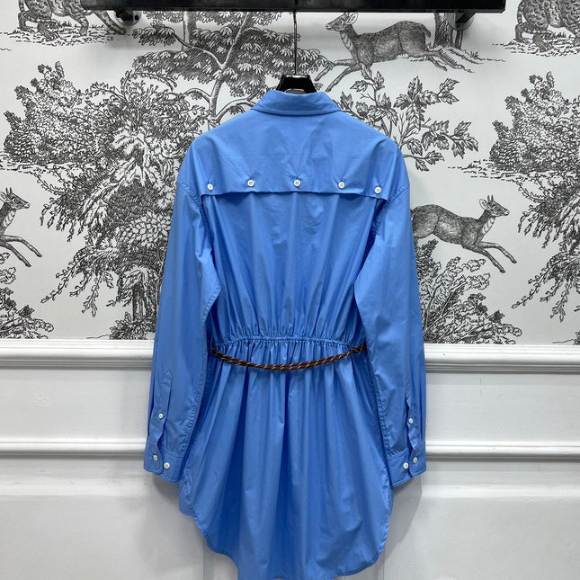 MIUMIU LONG SLEEVE SHIRT DRESS WITH COLLAR AND WAIST TIE 268852