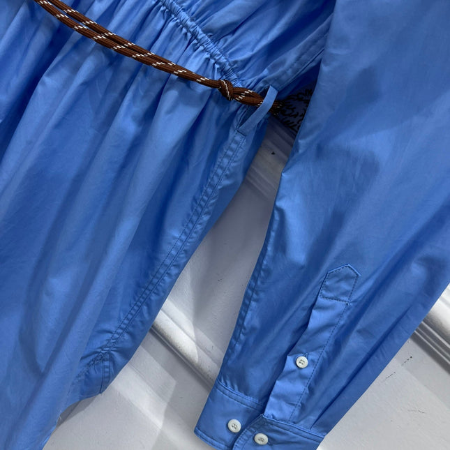 MIUMIU LONG SLEEVE SHIRT DRESS WITH COLLAR AND WAIST TIE 268852