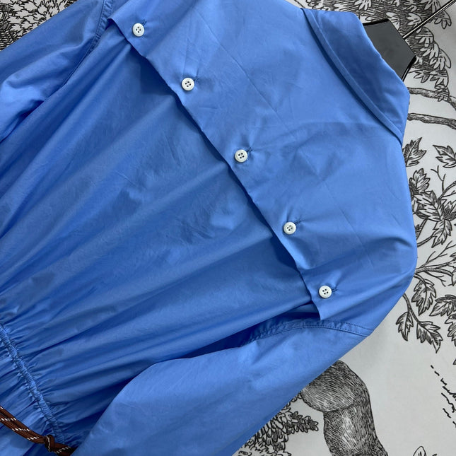 MIUMIU LONG SLEEVE SHIRT DRESS WITH COLLAR AND WAIST TIE 268852