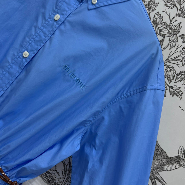 MIUMIU LONG SLEEVE SHIRT DRESS WITH COLLAR AND WAIST TIE 268852