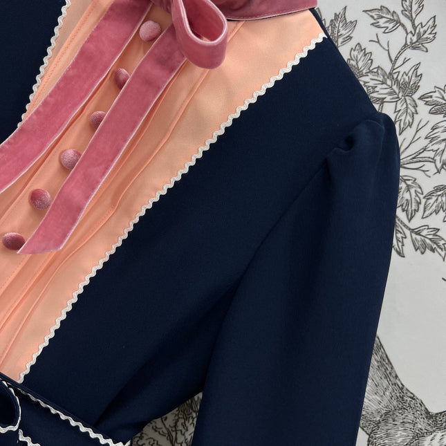 VALENTINO LONG-SLEEVE PUSSY-BOW DRESS 274583