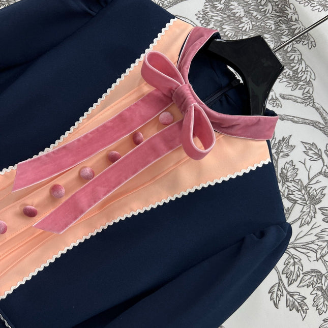 VALENTINO LONG-SLEEVE PUSSY-BOW DRESS 274583