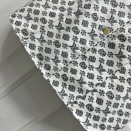 LV JACQUARD PATTERN ROUND NECK DENIM DRESS 274622