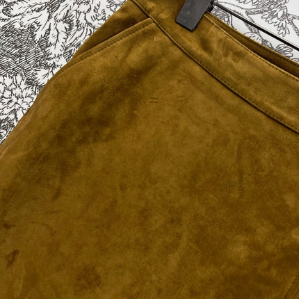MIU MAHOGANY DOWN GOATSKIN SUEDE SKIRT 274613
