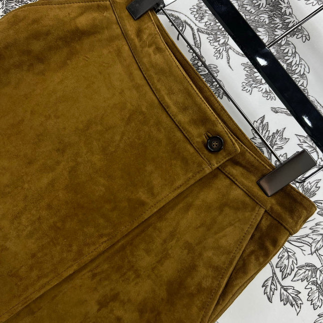 MIU MAHOGANY DOWN GOATSKIN SUEDE SKIRT 274613