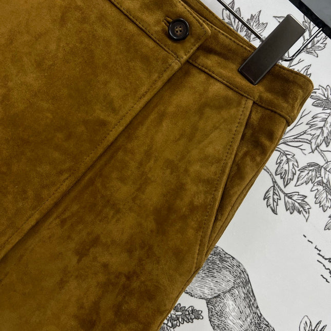 MIU MAHOGANY DOWN GOATSKIN SUEDE SKIRT 274613