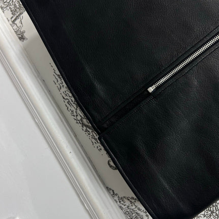 PRADA SHORT LEATHER SKIRT WITH ZIPPER 274475