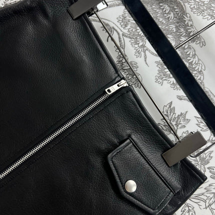 PRADA SHORT LEATHER SKIRT WITH ZIPPER 274475