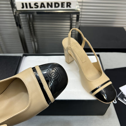 slingback light beige suede silver metalic lambskin square toe 9.5