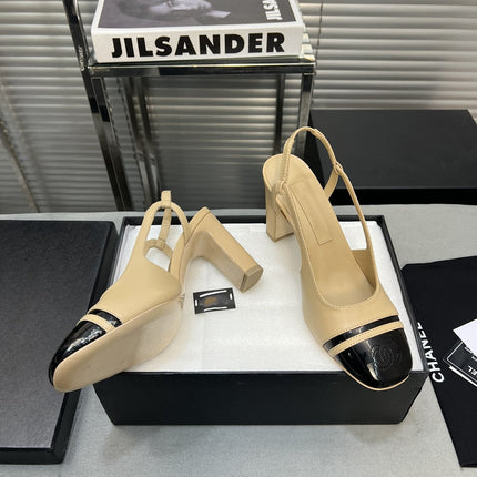 slingback light beige suede silver metalic lambskin square toe 9.5