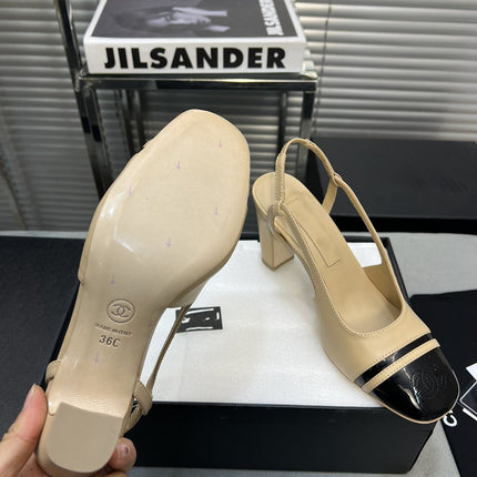 slingback light beige suede silver metalic lambskin square toe 9.5