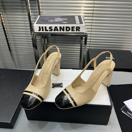 slingback light beige suede silver metalic lambskin square toe 9.5