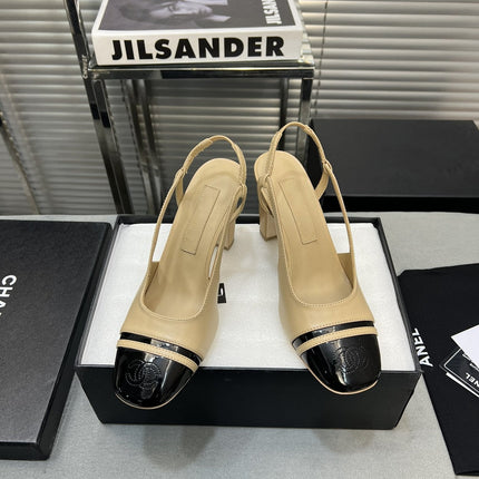 slingback light beige suede silver metalic lambskin square toe 9.5