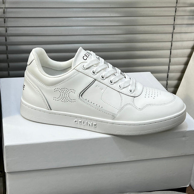 TRAINER LOW LACE-UP SNEAKER IN CALFSKIN, LAMINATED CALFSKIN AND SUEDE CALFSKIN OPTIC WHITE