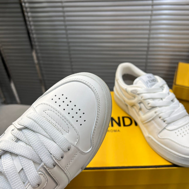 FENDI MATCH LOW TOPS IN WHITE CALFSKIN AND MESH