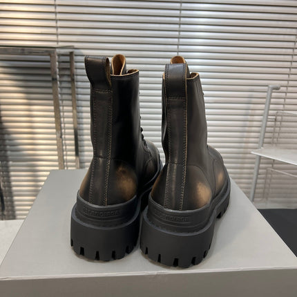 CHUNKY BOOTS IN BLACK MIX BRONZE SMOOTH CALFSKIN