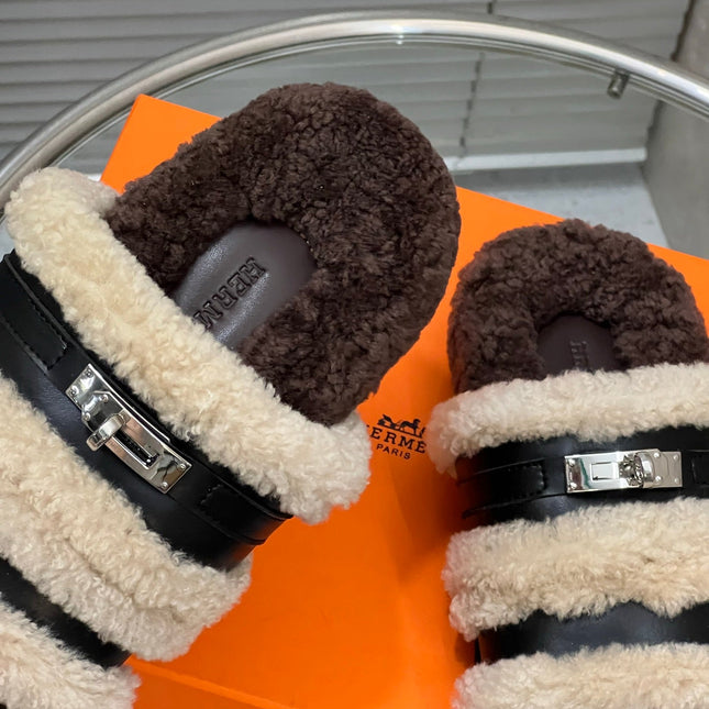 HM 25S SANDAL IN BEIGE WOOL AND BLACK LAMBSKIN WITH SILVER HARDWARE