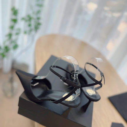 HIGH SLINGBACK 75 MM IN BLACK CALFSKIN