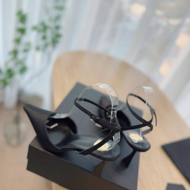 HIGH SLINGBACK 75 MM IN BLACK CALFSKIN