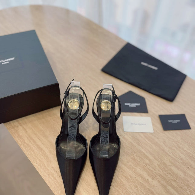 HIGH SLINGBACK 75 MM IN BLACK CALFSKIN
