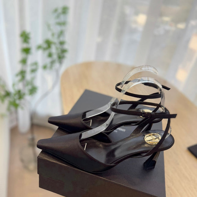 HIGH SLINGBACK 75 MM IN BLACK CALFSKIN