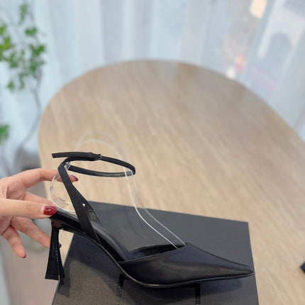 HIGH SLINGBACK 75 MM IN BLACK CALFSKIN