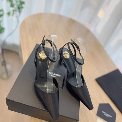 HIGH SLINGBACK 75 MM IN BLACK CALFSKIN