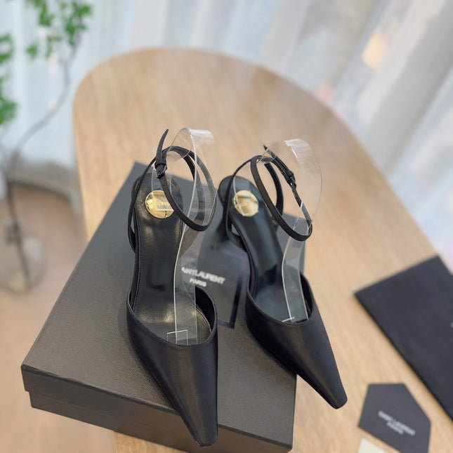 HIGH SLINGBACK 75 MM IN BLACK CALFSKIN