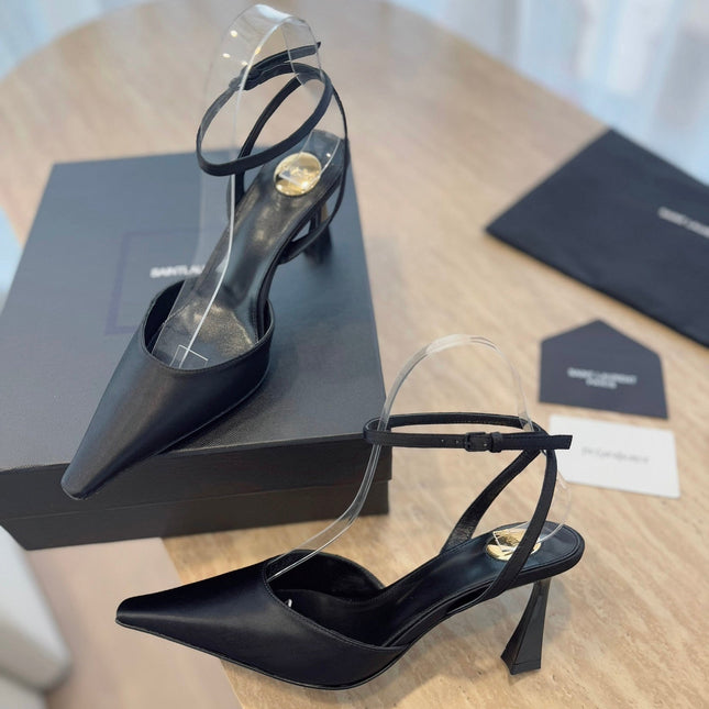 HIGH SLINGBACK 75 MM IN BLACK CALFSKIN