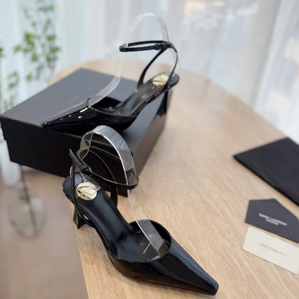 HIGH SLINGBACK 75 MM IN BLACK PATENT CALFSKIN