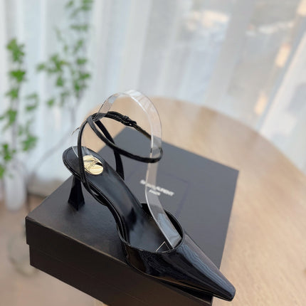 HIGH SLINGBACK 75 MM IN BLACK PATENT CALFSKIN