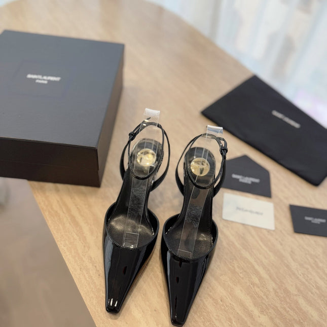 HIGH SLINGBACK 75 MM IN BLACK PATENT CALFSKIN